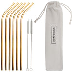Gold Bent Straw Set (6) with Brushes (2)
