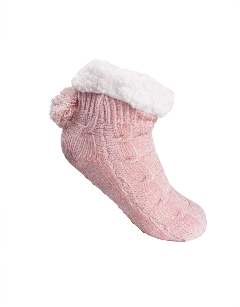 The Lea Chenille Slipper Sock - Pink